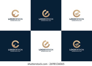 Colecciones del diseño inicial del logotipo de la letra C. Logotipo estadístico de la letra C
