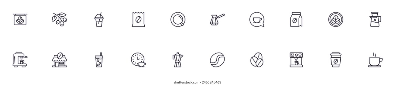 Collections of line icons of coffee. Simple linear illustration that perfect for web banners, social networks, articles, infographics 