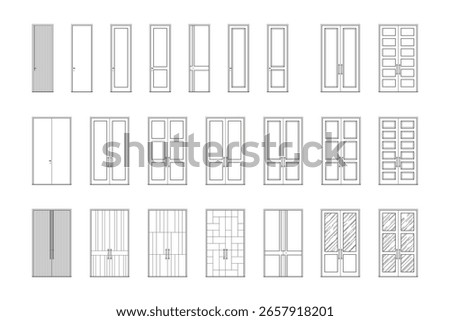 Collections Modern Single and Double Door Architectural Drawing. 2