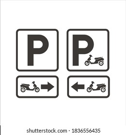 A collections of motorcycle parking sign. Vector art.