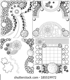 Collections Od  Landscape Plan With Treetop Symbols Black And White