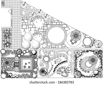 Collections Od  Landscape Plan With Treetop Symbols Black And White