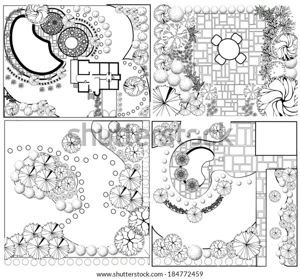 Collections Od Landscape Plan Treetop Symbols Stock Vector (Royalty ...