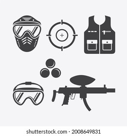 A Collections Of Paint Ball Icons, Vetor Art.