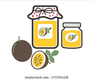 A collections of passion fruit jam icon / vector.