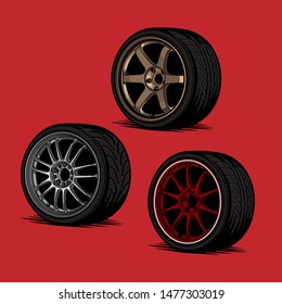 collections of popular japan racing wheels with tires.