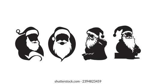 Collections of Santa Claus silhouette vector on a white background