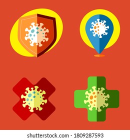 Collections of sign theme designs about the corona virus outbreak. Flat vector design. Editable vector illustrations. Can be used for signs, symbols, icons, and illustrations for pandemic purposes.