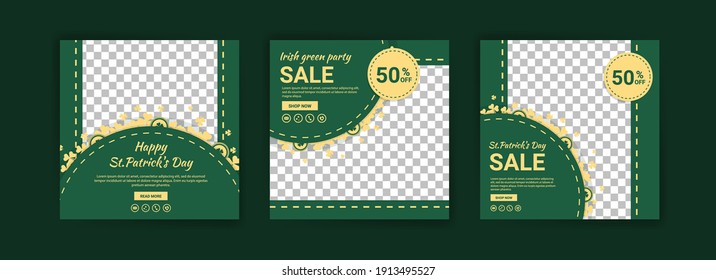 Collections of social media post templates for St.Patrick's Day, sales promotions on St. Patrick's day and have a lucky day.