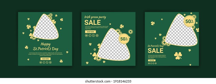 Collections of social media post templates for St.Patrick's Day, sales promotions on St. Patrick's day and have a lucky day.