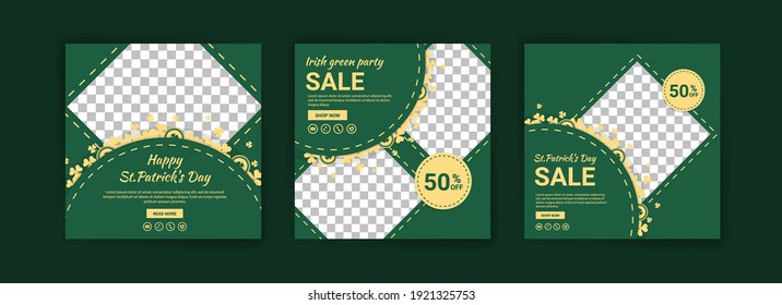 Collections of social media post templates for St.Patrick's Day, sales promotions on St. Patrick's day and have a lucky day.