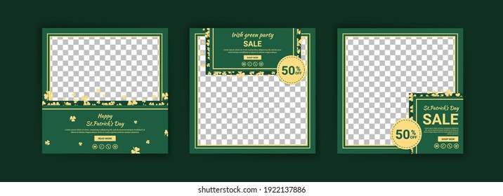 Collections of social media post templates for St.Patrick's Day, sales promotions on St. Patrick's day and have a lucky day.