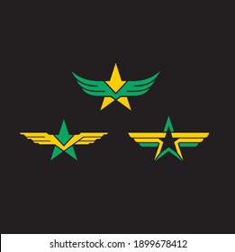 a collections of star combined wings icon, vector art.