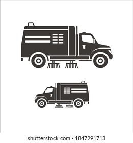 A collections of sweeping truck icon.
