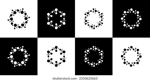 Colecciones de diseño del logotipo de conexión de tecnología con punto abstracto, molécula y sistema de red de diseño gráfico ilustración vectorial. Símbolo, icono, creativo.