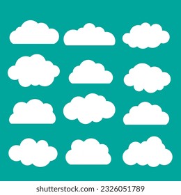 Collections of twelve different clouds vector illustration