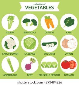 collections of vegetables, food vector illustration, icon set one