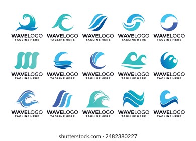 Collections of wave logo design. Creative ocean wave logo concept