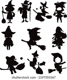 Collections of Witch flat isolated vector Silhouettes