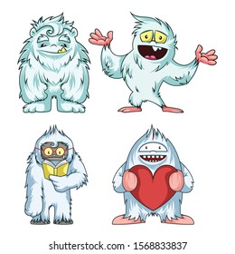 Collection/Set Of Cool Yeti/Bigfoot.Vector Illustration Isolated On White Background.