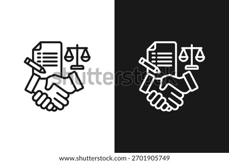 Collective Agreement icon sets black and white collection
 