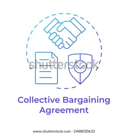 Collective bargaining agreement blue gradient concept icon. Employee rights, teamwork hands. Round shape line illustration. Abstract idea. Graphic design. Easy to use in infographic, presentation