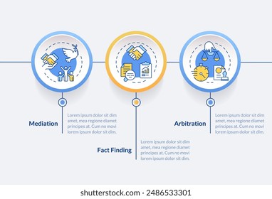 Collective bargaining problem solving circle infographic template. Data visualization with 3 steps. Editable timeline info chart. Workflow layout with line icons