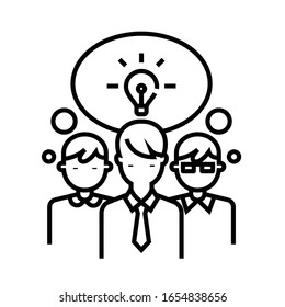 Collective brainstorm line icon, concept sign, outline vector illustration, linear symbol.