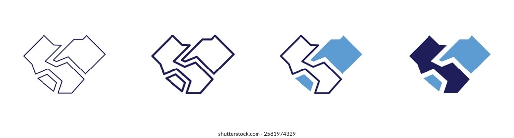 Collective collaboration icon in 4 different styles. Thin Line, Line, Bold Line, Duotone. Duotone style. Editable stroke.