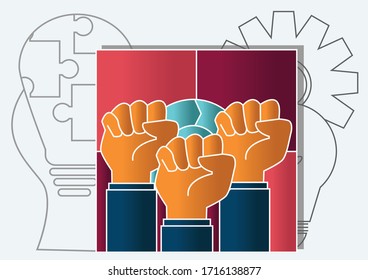 Collective Consciousness Concept On White Background. Creative Idea Design. Flat Vector Illustration For Template, Brochure Or Presentation.