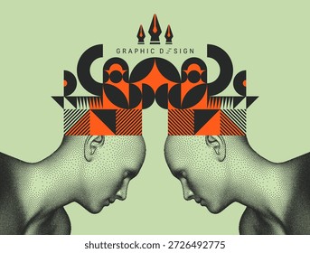 Creatividad colectiva de otros diseñadores. Es hora de pensar. Descubrimiento, estudio y concepto de aprendizaje. Arte geométrico. Efecto de onda. Vector para la presentación, cubierta, cartel, Anuncio, cartel, folleto.
