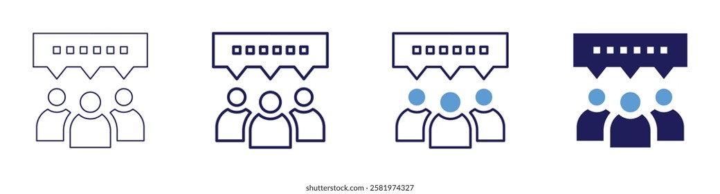 Collective decision icon in 4 different styles. Thin Line, Line, Bold Line, Duotone. Duotone style. Editable stroke.