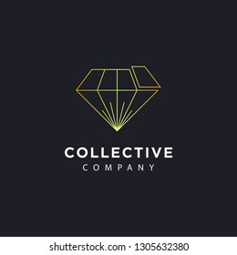 Collective diamond logo icon vector template on black background