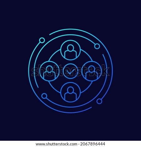 collective effort and team work line icon