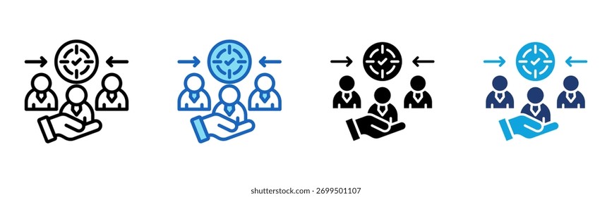 Ícone de metas coletivas - ilustração de vetor de vários estilos