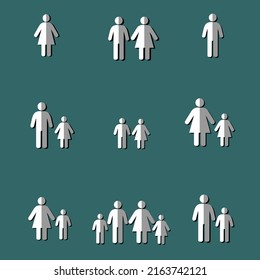 Collective icon figures of family member