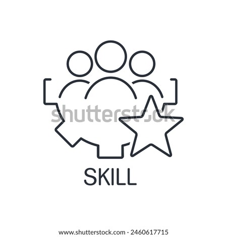 Collective mastery skill. Effective work. Vector linear icon isolated on white background.