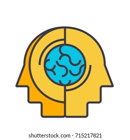 Collective opinion, thinking flat line illustration, concept vector isolated icon 