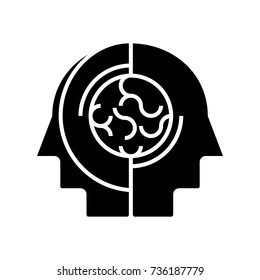 collective opinion - thinking icon, vector illustration, black sign on isolated background