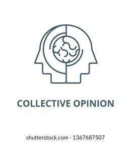 Collective opinion,thinking line icon, vector. Collective opinion,thinking outline sign, concept symbol, flat illustration
