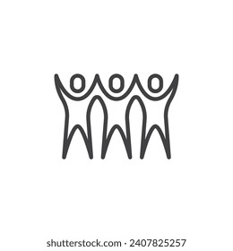 Collective power line icon. linear style sign for mobile concept and web design. People holding hands together outline vector icon. Symbol, logo illustration. Vector graphics