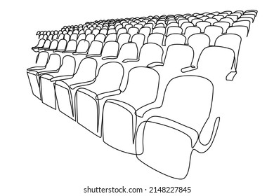 collective seating seats side-by-side and back-to-back. Seat arrangement and empty seats for events such as cinema, opera, theater, conference