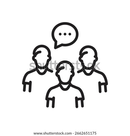 Collective speech line icon. Talk, speaking, communicate symbol. Vector illustration. Flat design. Editable stroke. Isolated on a white background.