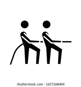 Collective task black icon, concept illustration, vector flat symbol, glyph sign.
