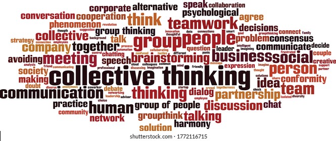 Collective thinking word cloud concept. Collage made of words about collective thinking. Vector illustration