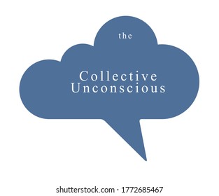 Collective unconscious psychology and sociology theme vector concept shown with speech bubble in a shape of cloud, symbolizes big data of people opinions and beliefs.