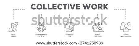 Collective Work banner web icon vector illustration concept with icon of Joint Effort, Collaborative Action, Combined Task, Mutual Endeavor, Group Contribution