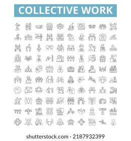 Collective Work Icons, Line Symbols, Web Signs, Vector Set, Isolated Illustration