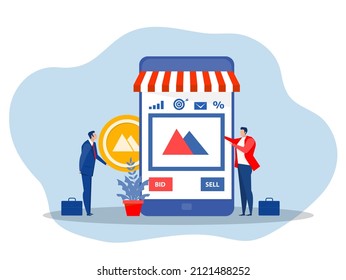 collector Business Non fungible token sell and buy art on market place with collector analysis digital art  illustration landing page for websites, mobile applications vector