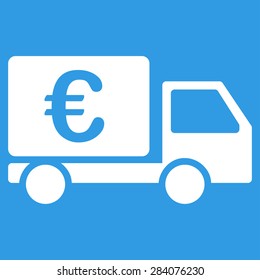 Collector car from BiColor Euro Banking Icon Set. Vector style: flat, white symbol, rounded angles, blue background.